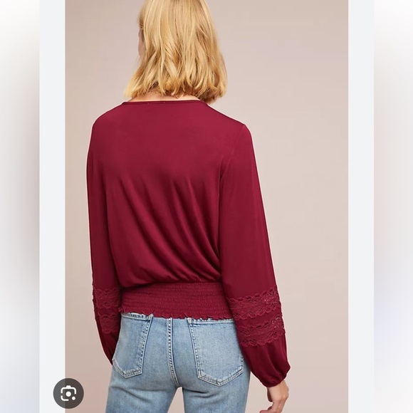 Anthropologie Meadow Rue Burgundy Hampshire Top Small - Picture 2 of 11